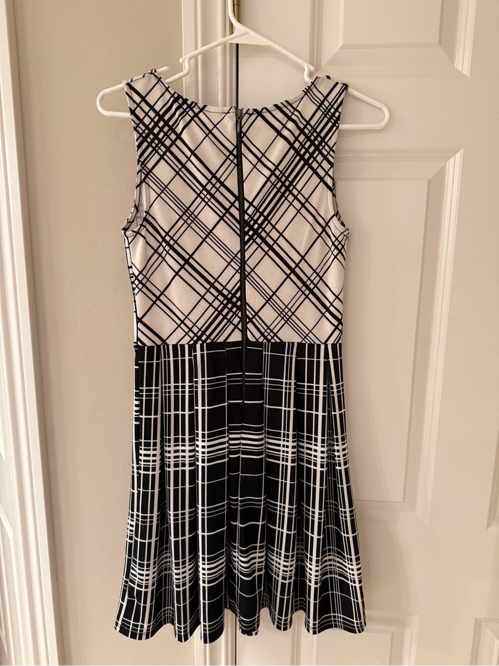 Xhilaration Black and White Plaid Sleeveless Fit-and-Flare Dress - Picture 3 of 3
